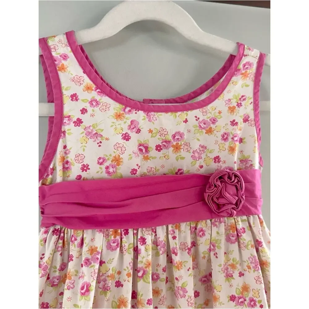 Vintage Jona Michelle Toddler Girls Floral Dress Pink White Size 4T